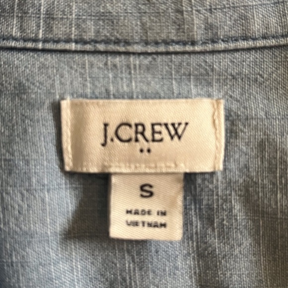 J. Crew Factory Chambray Blue Notched Collar Button Down Top - Picture 3 of 4